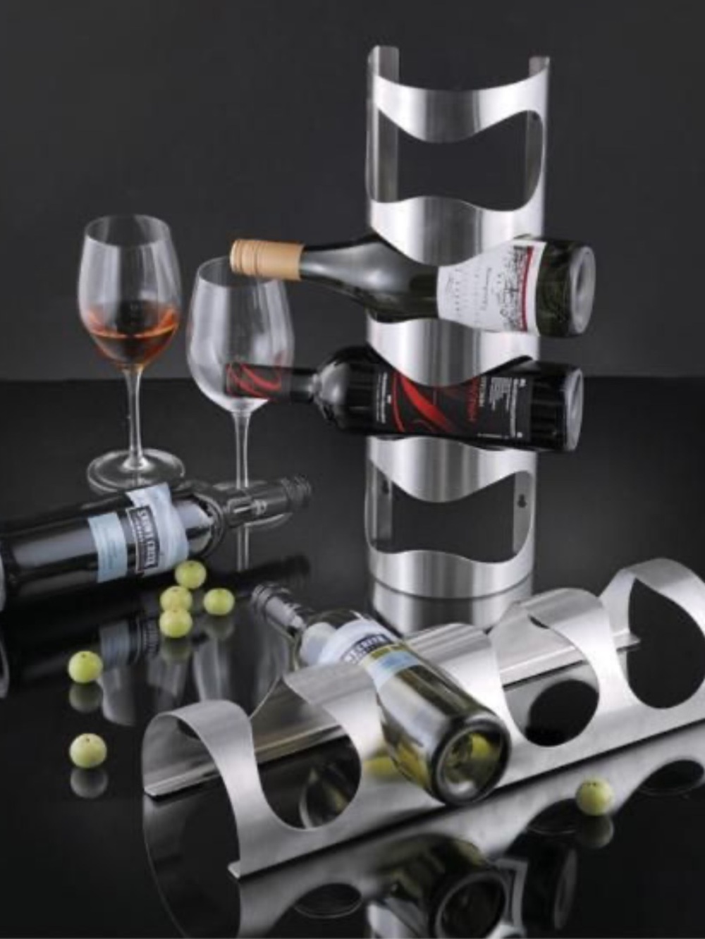 IKEA VURM, sleek wall-mounted four bottles stainless steel wine rack holder